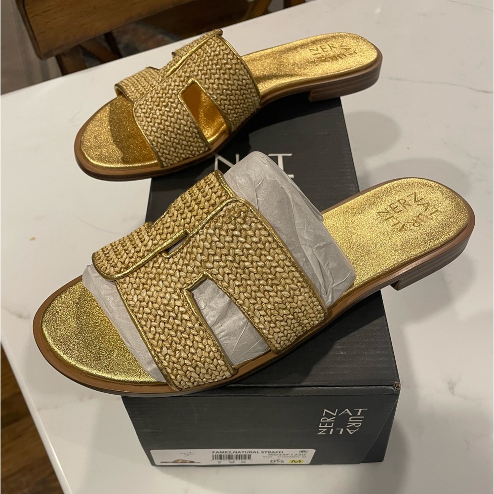Naturalizer Gold and Tan Sandals